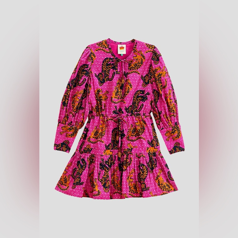 NWT FARM Rio Wild Leopards Pink Mini Dress Medium